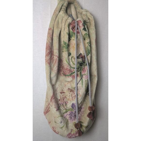 Johnny Was Colorful Fleece Drawstring Shoulder Sling Bag tote horse floral print - Picture 1 of 6